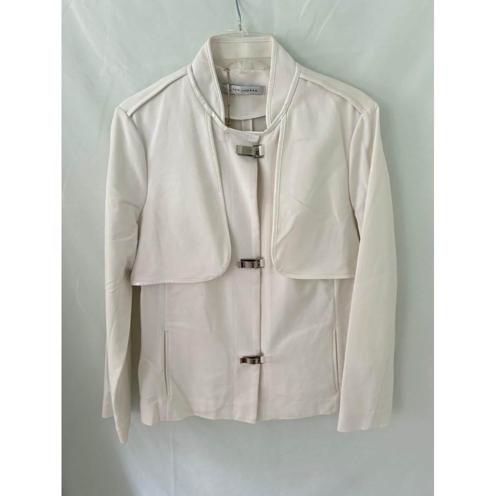 Peter Nygard Off White Structured Layered Clasp Jacket Size 10 351A2413